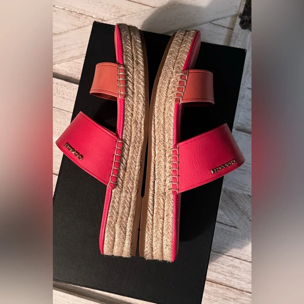 Coach Pink l/salmon Espadrille Shoes Summer Style - Picture 4 of 7